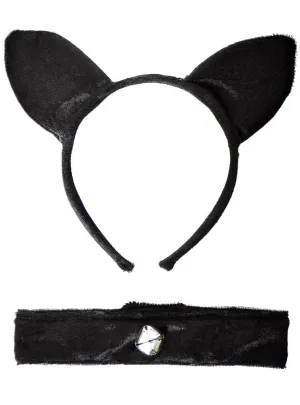 Lush Black Velvet Cat Costume Accessory Set