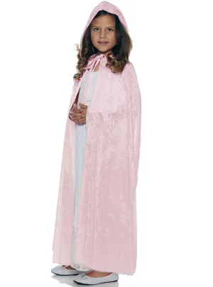 Lush Princess Pink Velvet Girls Costume Cape with Hood