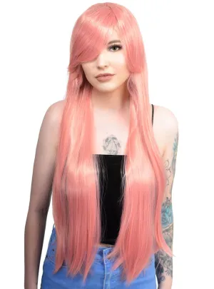 Lyla Dusty Pink Womens Long Straight Costume Wig
