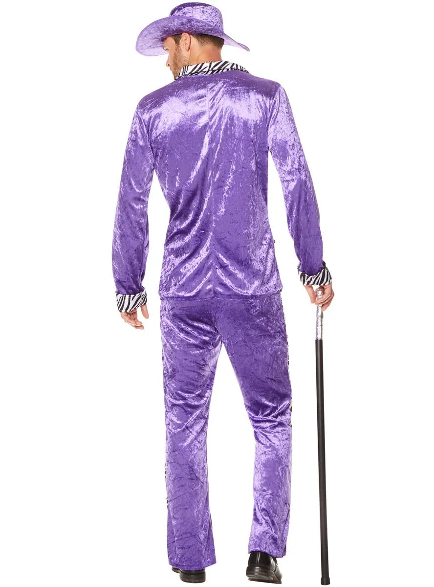 Mac Daddy Mens 1980s Purple Velvet Pimp Costume