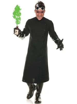 Mad Doctor Mens Black Lab Coat Halloween Costume