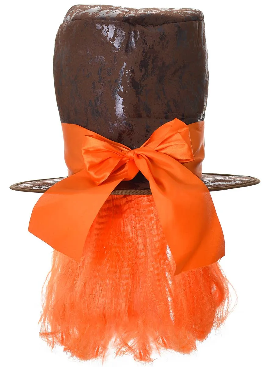 Mad Hatter Alice in Wonderland Hat with Orange Wig Accessory