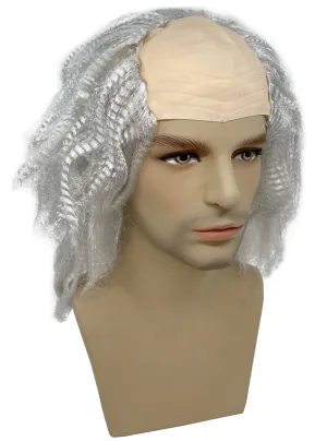 Mad Scientist Mens Grey Costume Wig With Bald Top