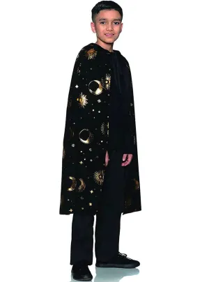 Magical Kids Black and Gold Wizard Costume Cape