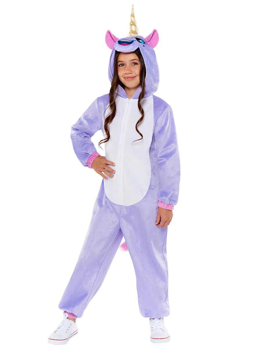 Magical Purple Unicorn Girls Costume Onesie