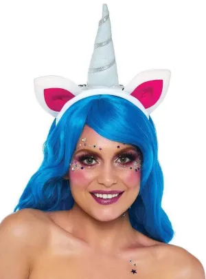 Magical Unicorn Horn on Headband with Rainbow Hair