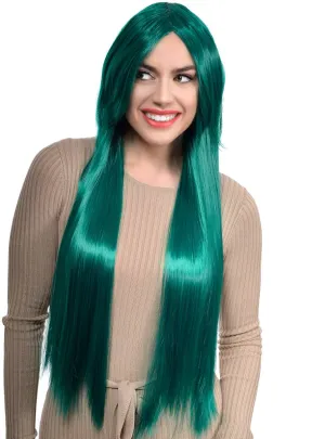 Maia Extra Long Emerald Green Womens Straight Costume Wig