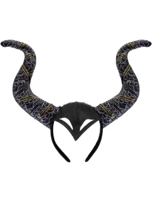 Maleficent Inspired Black and Silver Horns Costume Headband