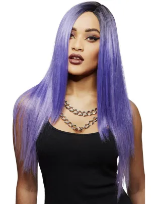 Manic Panic Super Vixen Long Purple Costume Wig with Dark Roots