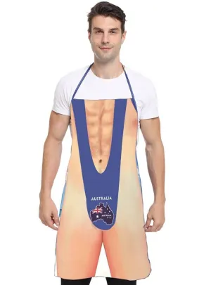 Mankini Print Australia Day Costume Apron