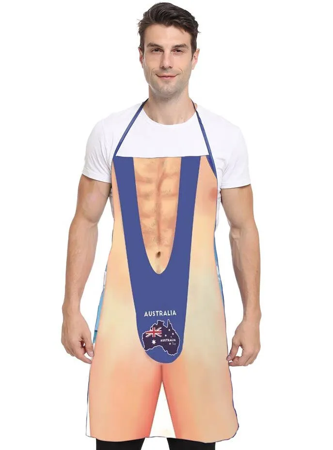 Mankini Print Australia Day Costume Apron
