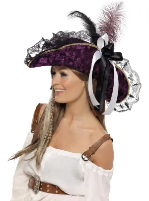 Marauding Pirate Womens Purple and Black Pirate Hat
