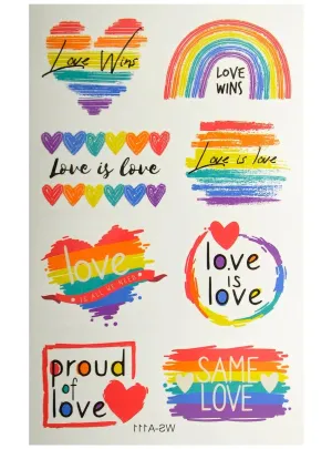 Mardi Gras Love is Love Rainbow Temporary Tattoos