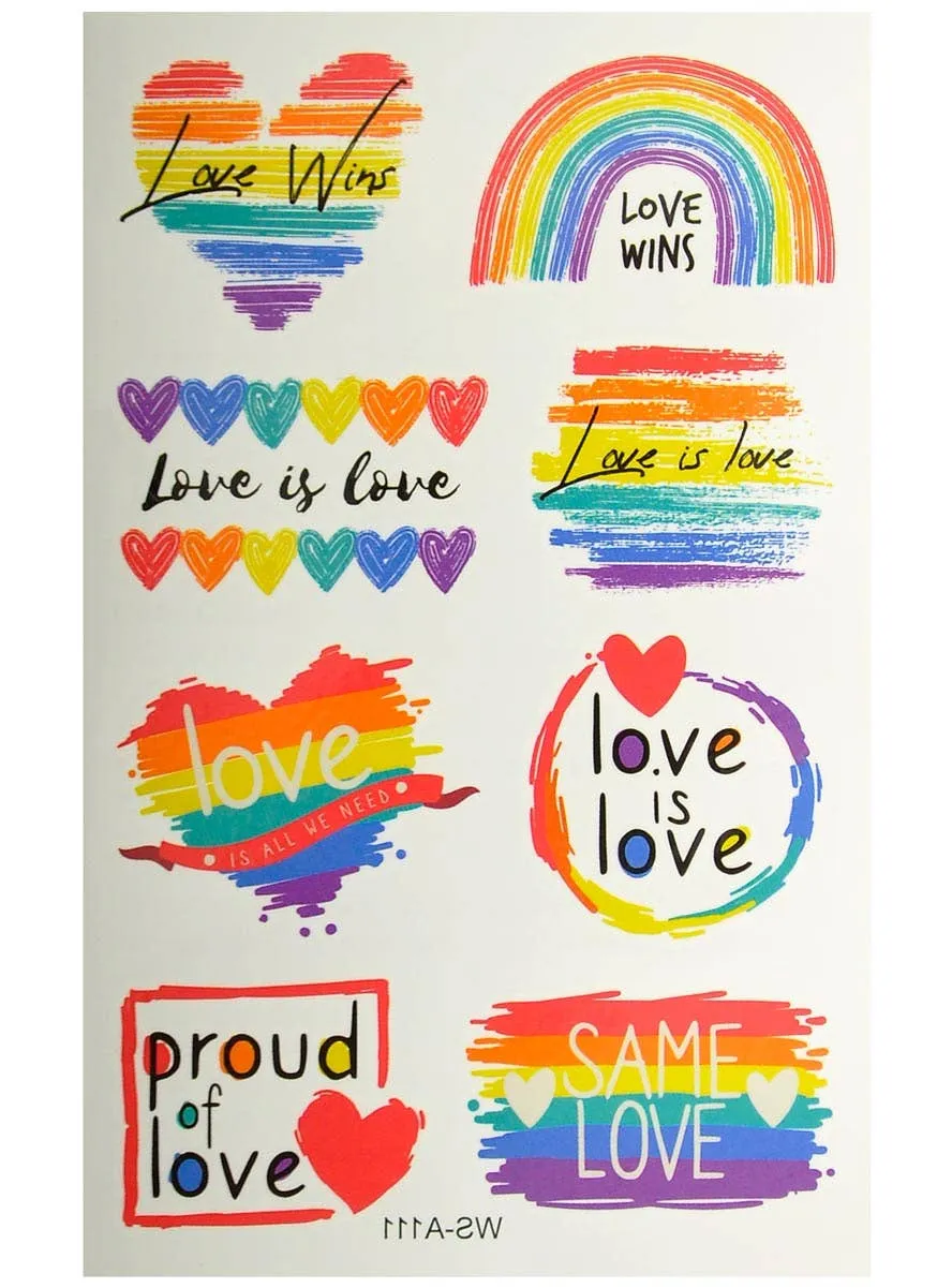 Mardi Gras Love is Love Rainbow Temporary Tattoos