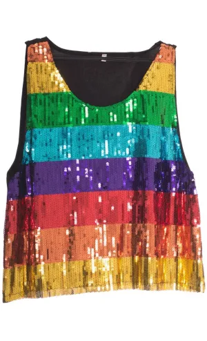 Mardi Gras Mens Rainbow Sequin Costume Top