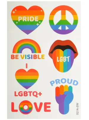 Mardi Gras Rainbow LGBTQ  Pride Temporary Tattoos