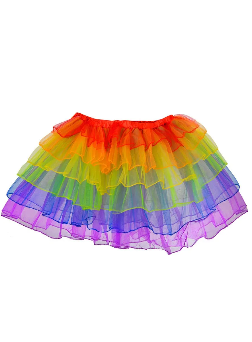 Mardi Gras Womens Layered Rainbow Petticoat