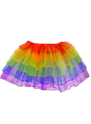 Mardi Gras Womens Layered Rainbow Petticoat
