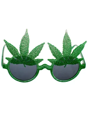 Marijuana Leaf Hippie Costume Glasses