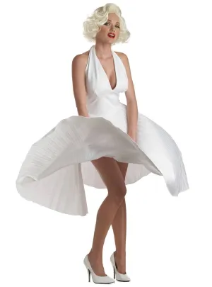 Marilyn Monroe Womens White Pleated Costume Dress