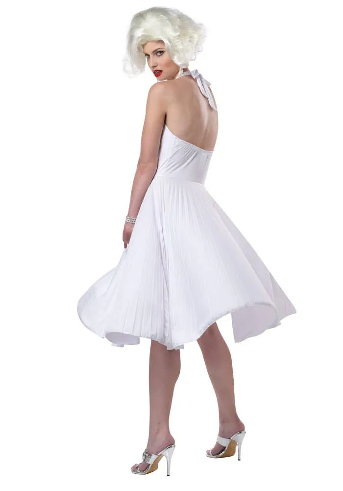 Marilyn Monroe Womens White Pleated Costume Dress