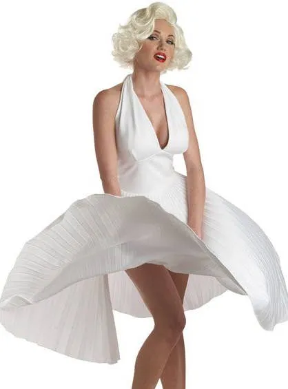 Marilyn Monroe Womens White Pleated Costume Dress