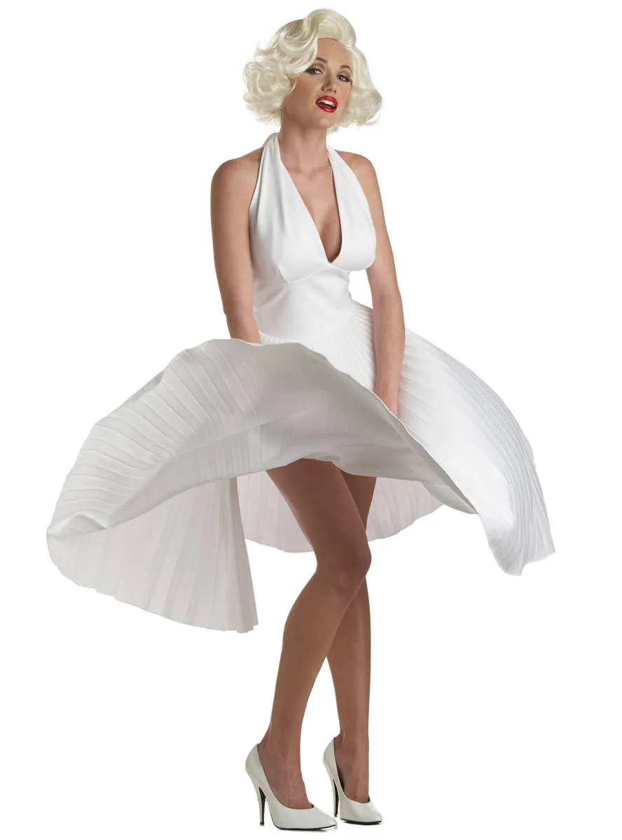Marilyn Monroe Womens White Pleated Costume Dress
