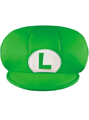 Mario Brothers Kids Plush Green Luigi Costume Hat