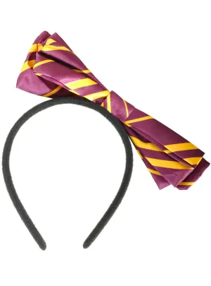 Maroon and Gold Striped Bow on Headband