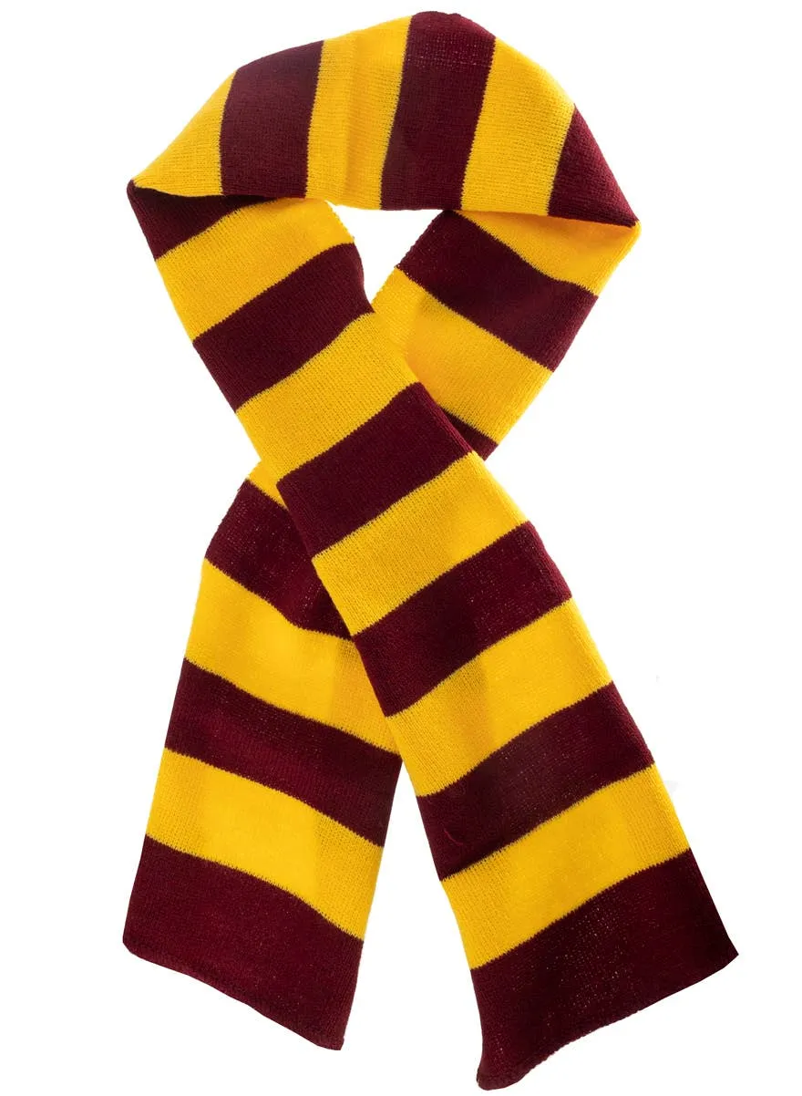 Maroon and Yellow Striped Wizard Costume Scarf