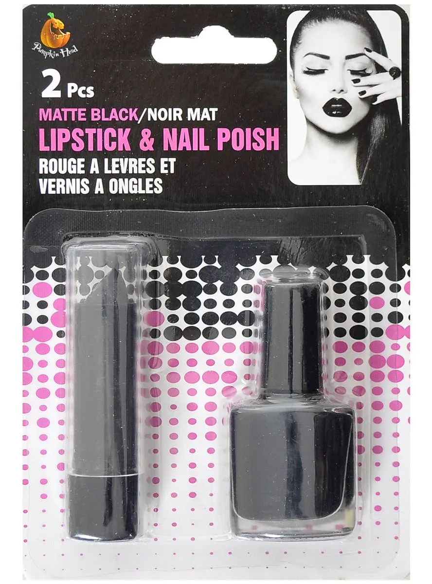 Matte Black Lipstick and Nail Polish Set