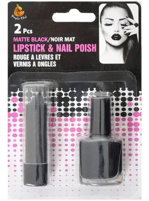 Matte Black Lipstick and Nail Polish Set