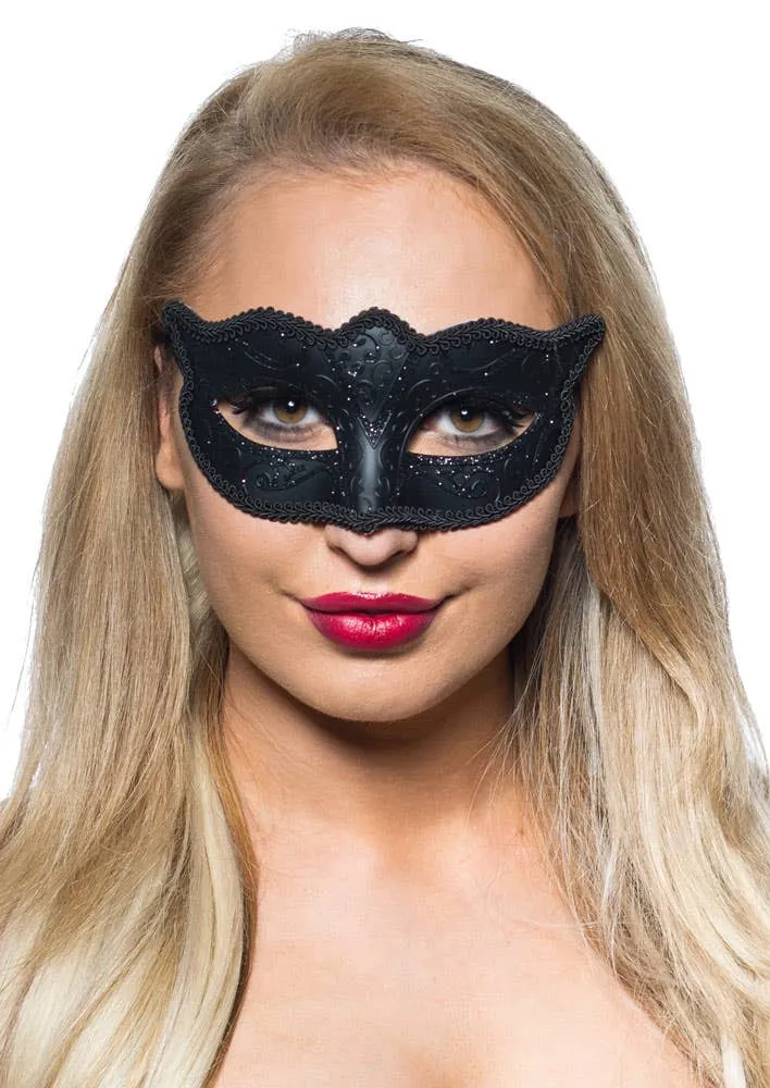 Matte Black Womens Venetian Masquerade Mask