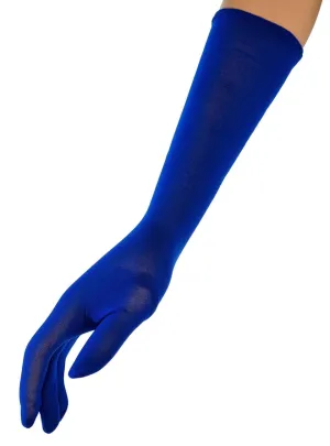 Matte Blue Kids Long Costume Gloves