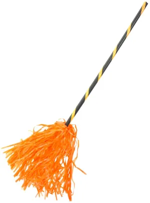 Matte Tinsel Black and Orange Broomstick Halloween Accessory