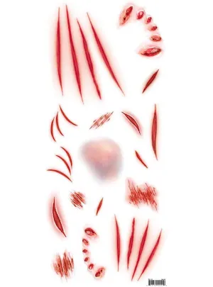 Mauled Realistic Temporary Tattoo Wounds