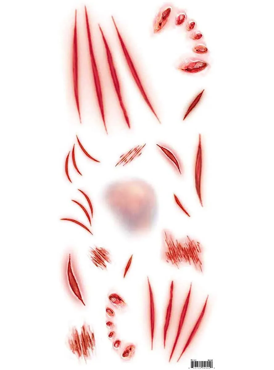 Mauled Realistic Temporary Tattoo Wounds