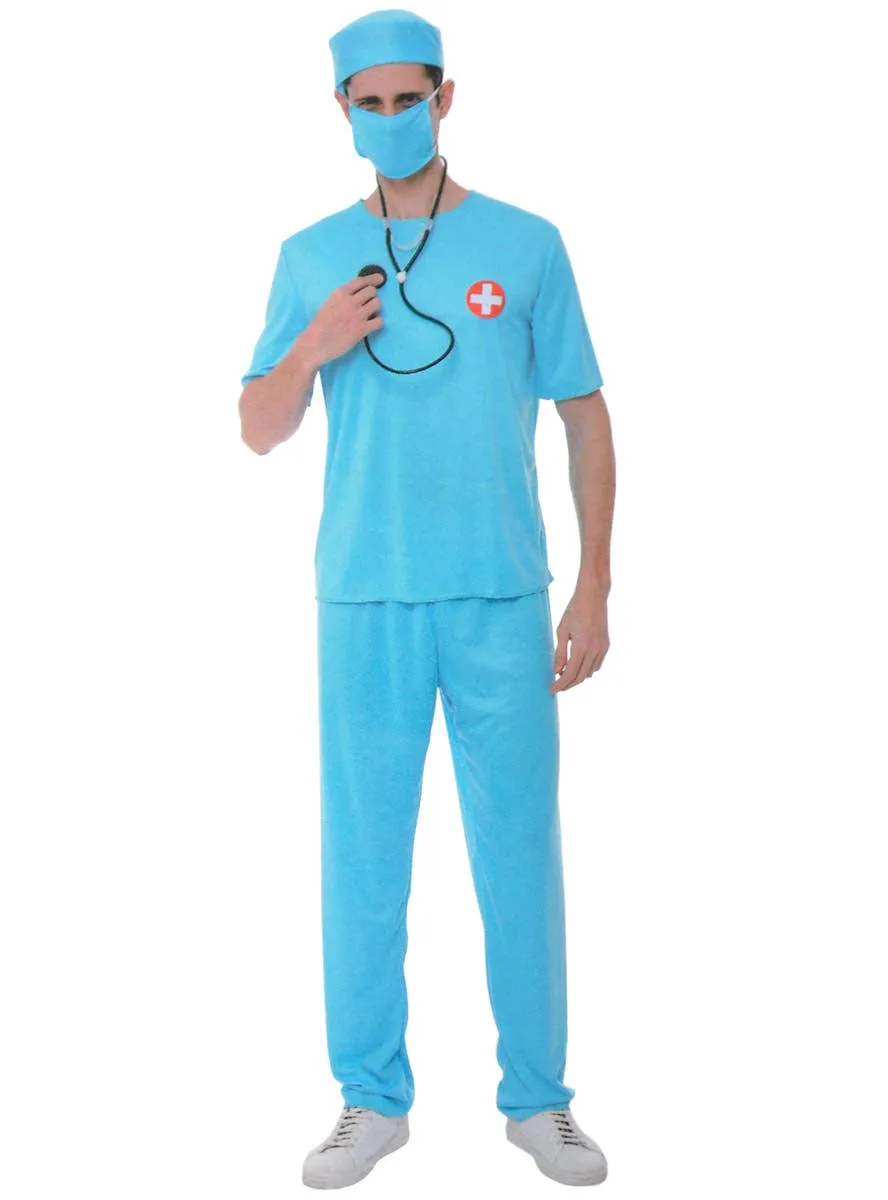 Medical Blue Surgeon Scrubs Mens Costume