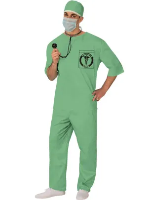 Medical Green Doctor Scrubs Mens Occupation Costume