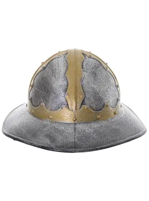 Medieval Aged Silver Look Costume Kettle Helmet