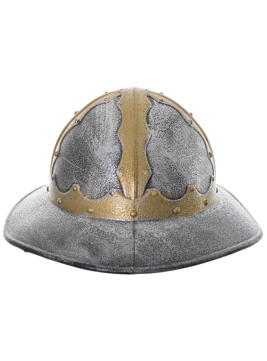 Medieval Aged Silver Look Costume Kettle Helmet