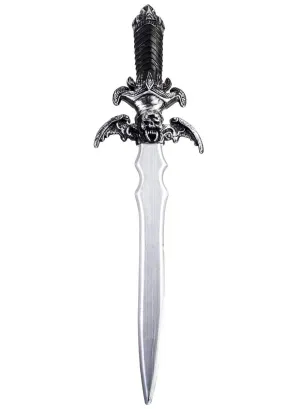 Medieval Black and Silver Costume Sword with Gargoyle Handle