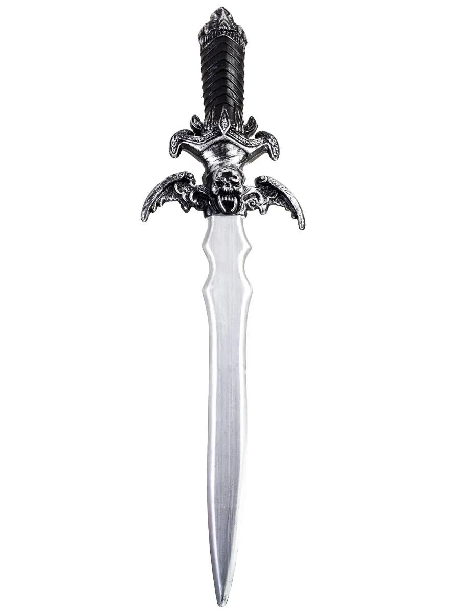 Medieval Black and Silver Costume Sword with Gargoyle Handle