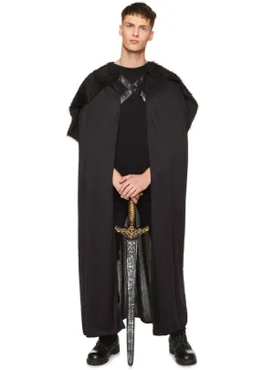 Medieval Black Fur Adults Costume Cape