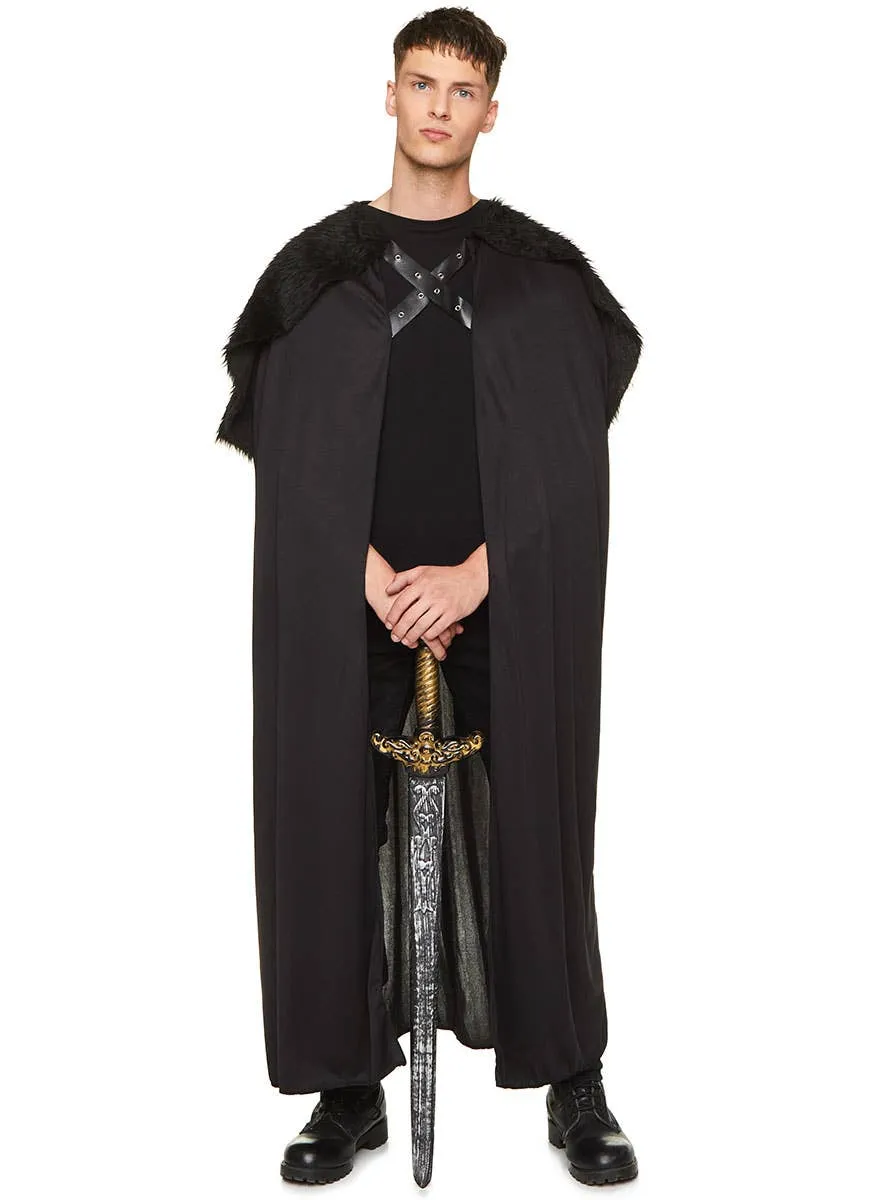 Medieval Black Fur Adults Costume Cape