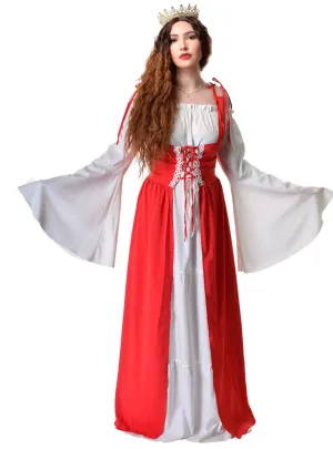 Medieval Bright Red Womens Costume Dress