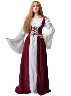 Medieval Crimson Red Womens Costume Dress