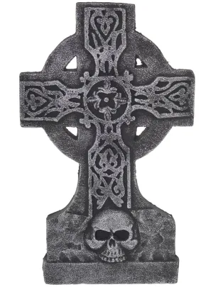 Medieval Cross and Skull Tombstone Halloween Decoration