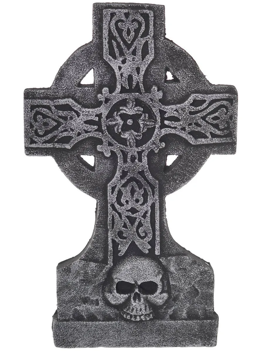 Medieval Cross and Skull Tombstone Halloween Decoration