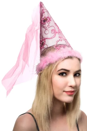 Medieval Fairy Tale Princess Pink Cone Hat